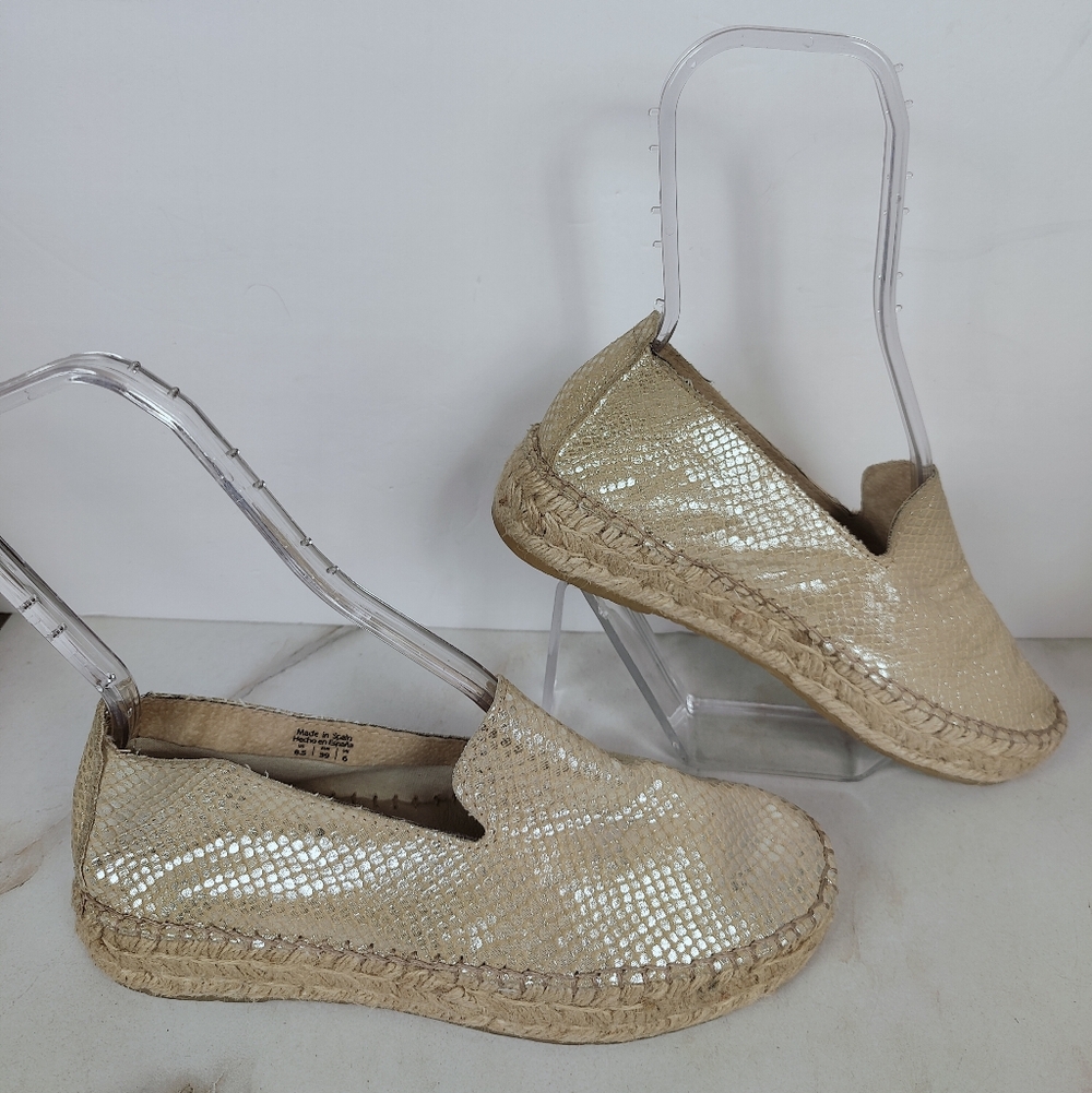 Aldo Women's Gold Snake Embossed Espadrilles Flats Loafers, Sz 8.5